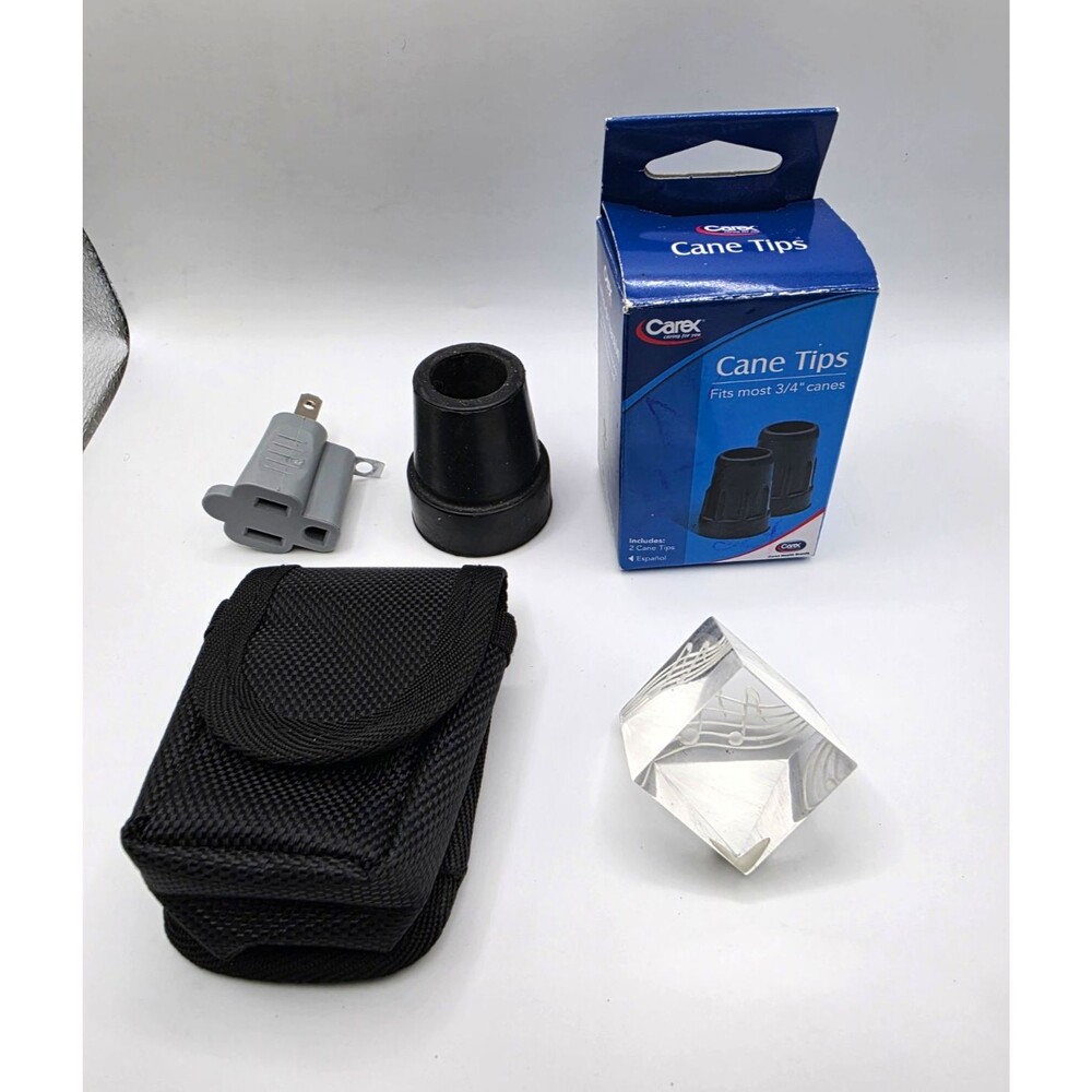 Miscellaneous Junk Drawer Lot Carex Cane Tip Grounding Adapter Pouch Paperweight